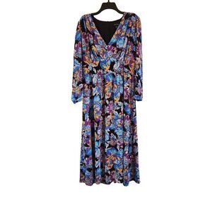 Donna Morgan for Maggy Floral NWT  long sleeve maxi dress size 16